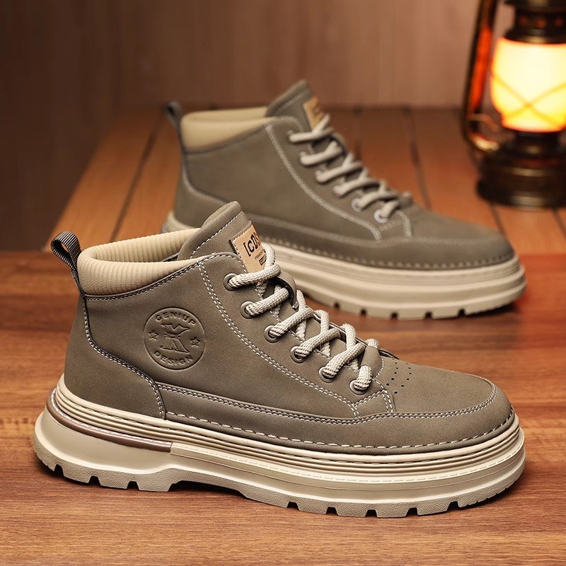 鞋子男靴马丁靴2024新款冬季高帮男士工装靴冬款男鞋中帮男款加绒