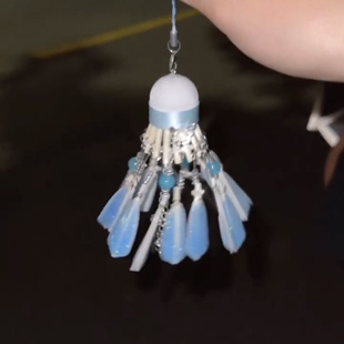 diy手工梦幻蝴蝶羽毛球粉色挂件材料钥匙扣女朋友七夕情人节礼物