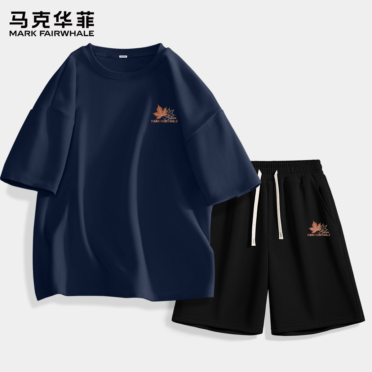 马克华菲运动套装男夏季纯棉T恤短裤男款潮流宽松百搭男生短袖LP