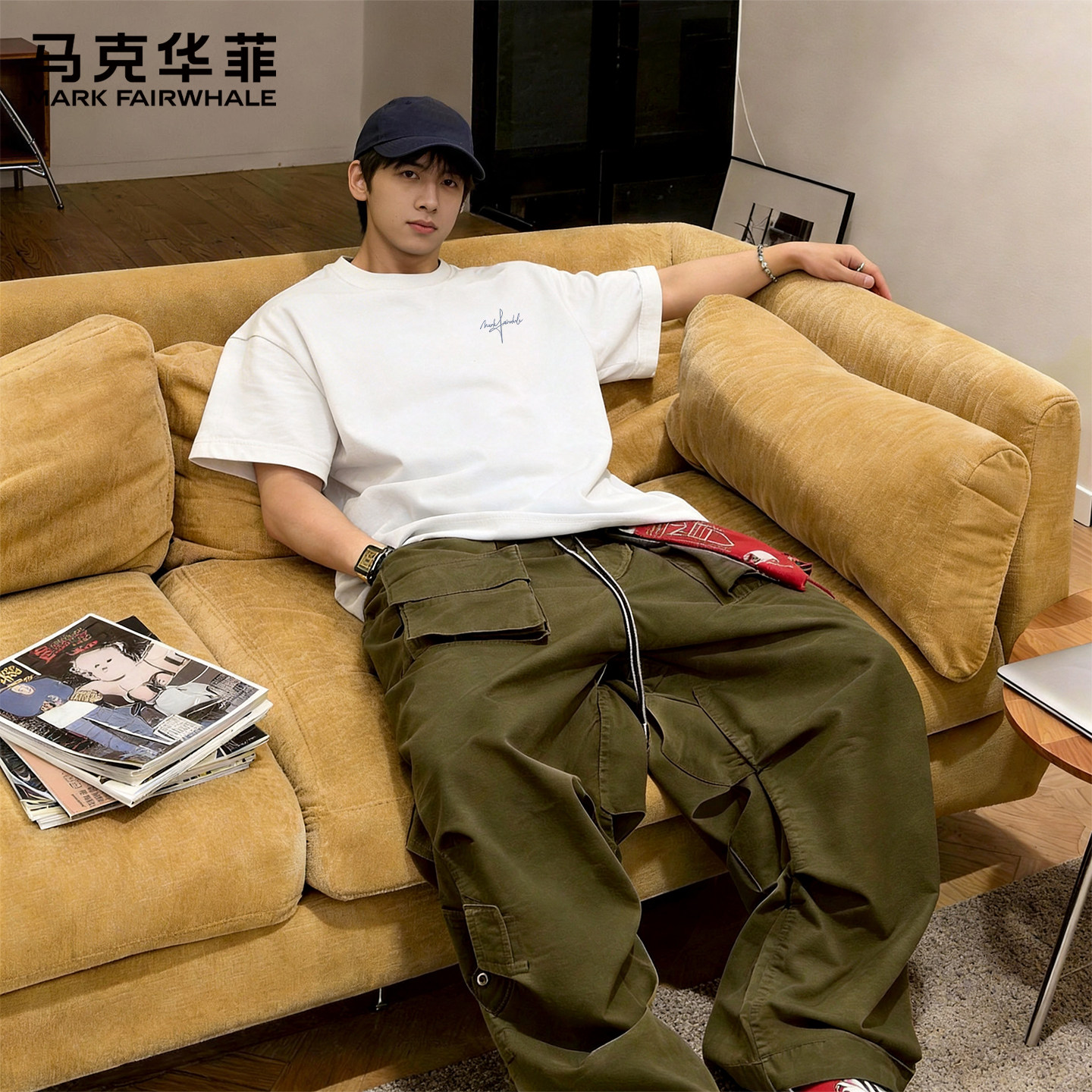 马克华菲t恤男短袖夏季修身内搭衣服男款纯棉宽松休闲男士打底衫X