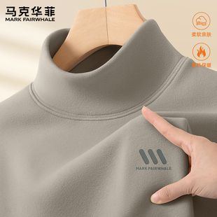 马克华菲男士打底衫秋冬款半高领德绒长袖t恤男款潮牌保暖上衣男X