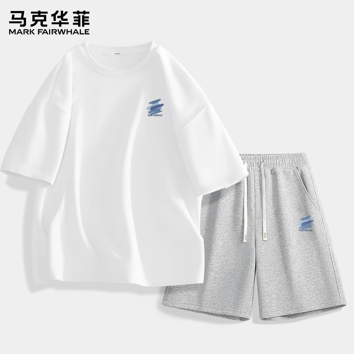 马克华菲男士套装夏季纯棉T恤男生短袖户外宽松百搭运动短裤男LP
