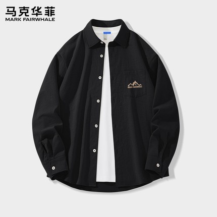 马克华菲男衬衫长袖2025新款夏季薄款男士翻领衣服冰丝上衣男款X