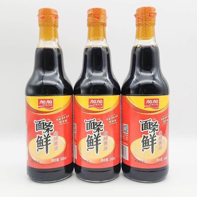 加加面条鲜酱油整件500ml*12瓶整箱商用凉拌生抽酿造酱油调味更鲜