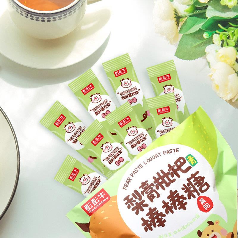 彭彭牛莱阳梨膏枇杷膏棒棒糖工艺儿童健康美味0添加剂糖果零食