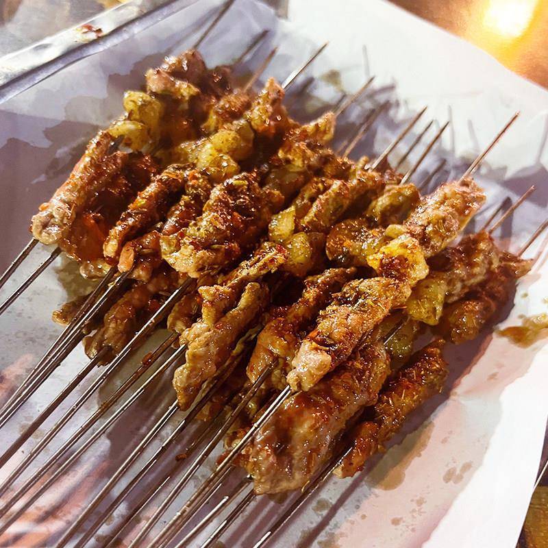 新品湘西劲道牛肉筋串商用冷冻半成品牛杂牛筋牛肉串烧烤食材烤肉