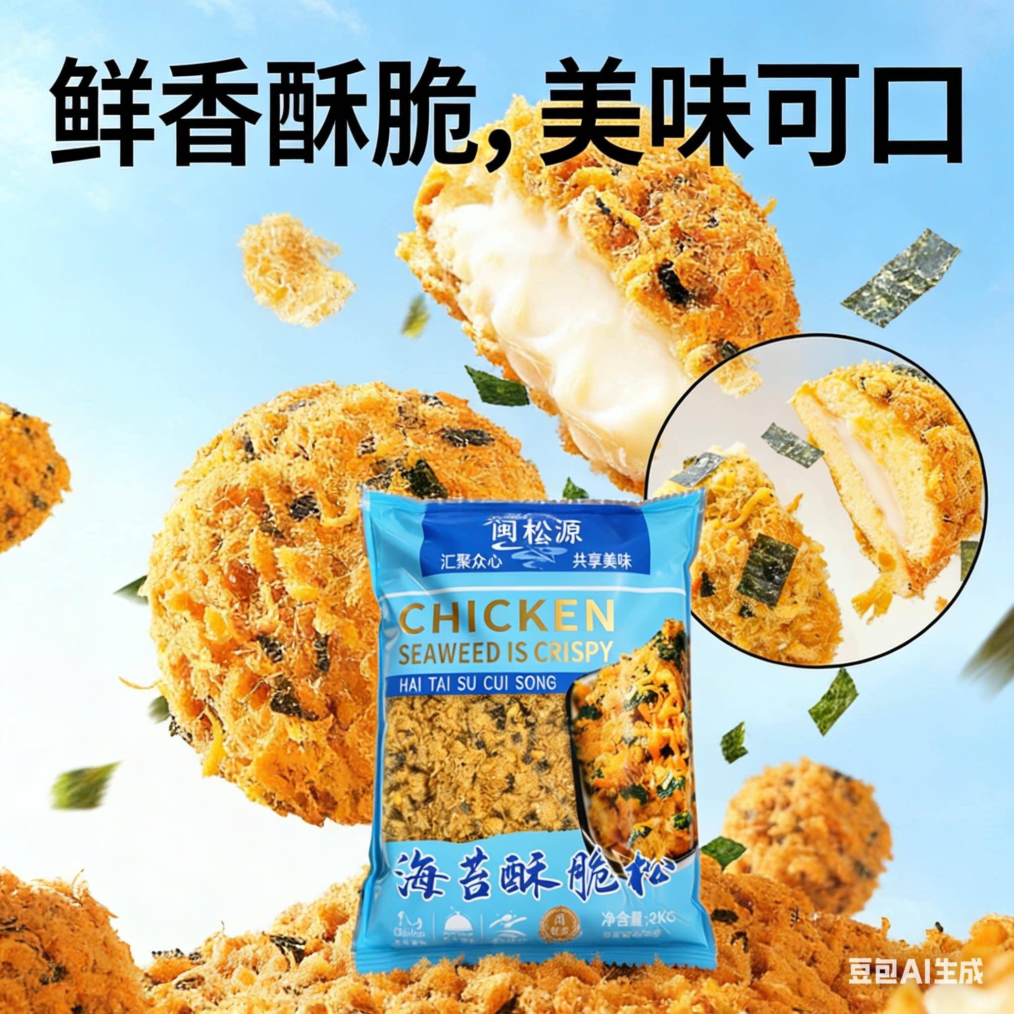 新品闽松源3A海苔酥脆松2kg肉松小贝糕点蛋糕面包三明治饭团寿司