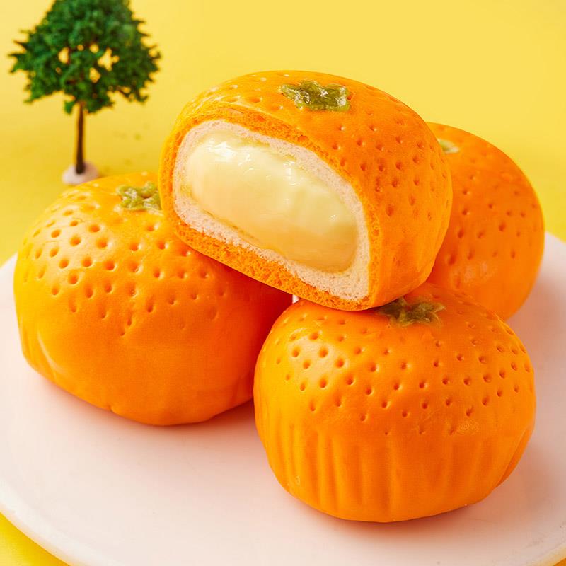 新品安井新品慕斯蛋奶橘子包350g/袋 共10只流心包营养早餐速食半