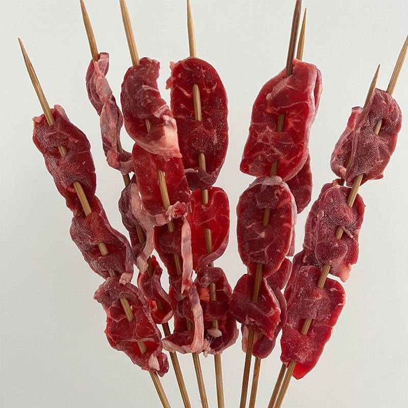 新品牛腱子肉串烧烤食材新鲜精品牛肉串五花趾烧烤半成品商用20串