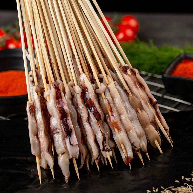 新品采味集波纹鱿鱼片串200串铁板鱿鱼串手把串炸串海鲜串半成品