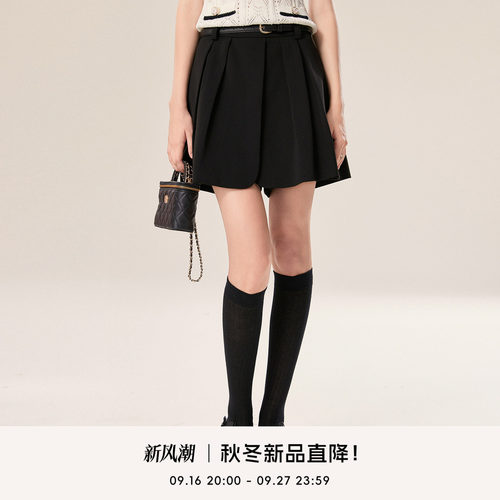 COCO BECCI【细闪百褶裙裤】法式高腰碎闪A摆百搭显瘦裙裤2026秋