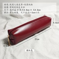 简约黑色文具pu皮质笔袋学生大容量少女心可爱女日系化妆刷收纳袋