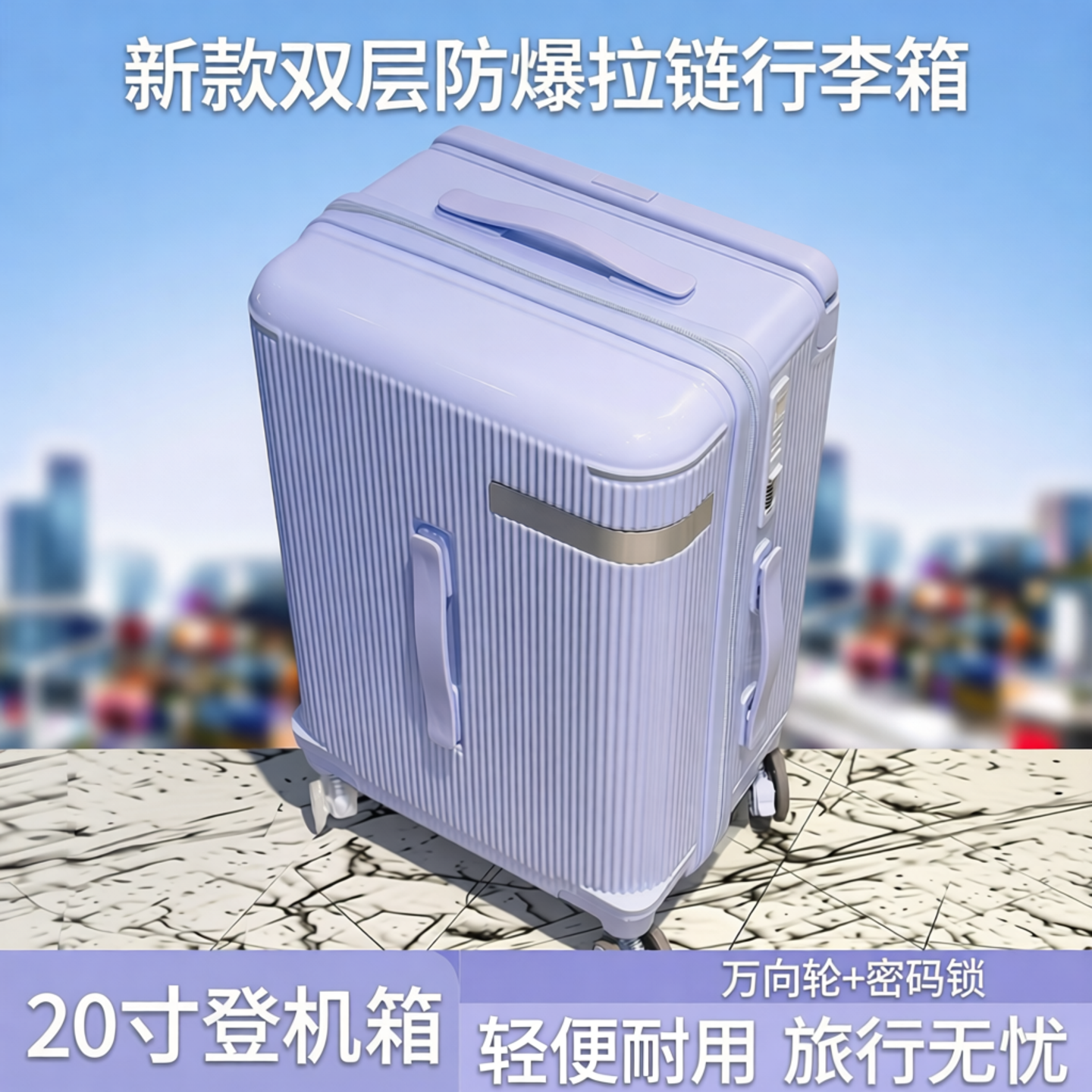 双层防爆拉链20寸万向轮登机箱