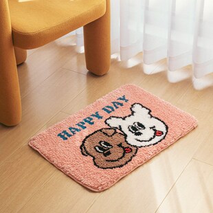 卡通浴室毛绒吸水地垫卫r生间门口防滑耐脏地毯儿童房间加厚床边