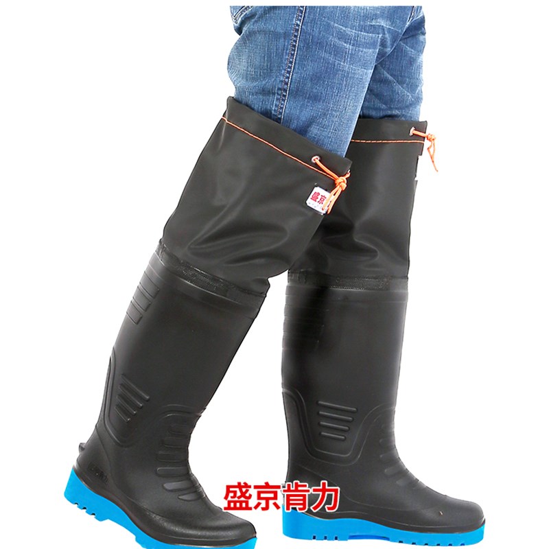 冬季加绒雨鞋男士保暖雨靴长筒加厚一体加长款防水鞋劳保水靴胶鞋