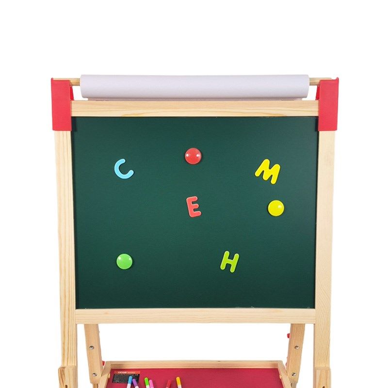 实木儿童双面磁性画板多功能画轴大型黑板绘画涂鸦教学赠送配件