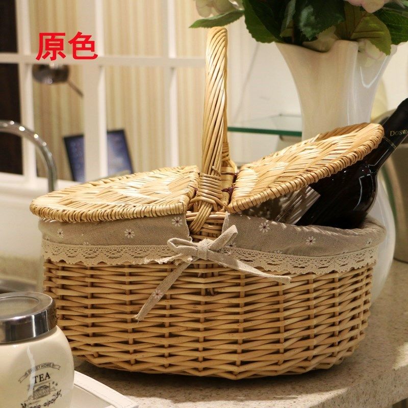大号柳编藤编清洁篮 酒店PA保洁篮 野餐篮子 购物提篮 物业工具篮