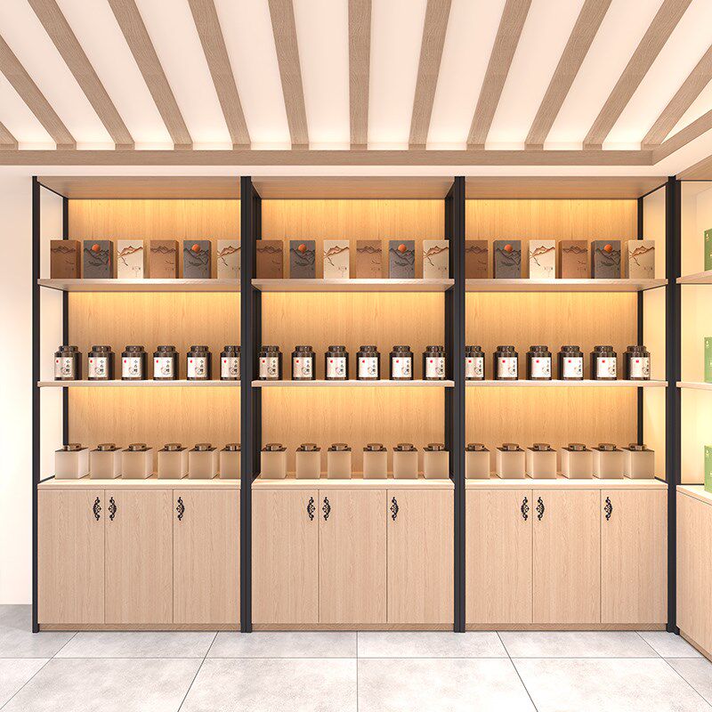 定制实木铁架超市货架烟酒店展示柜母婴展柜陈列柜