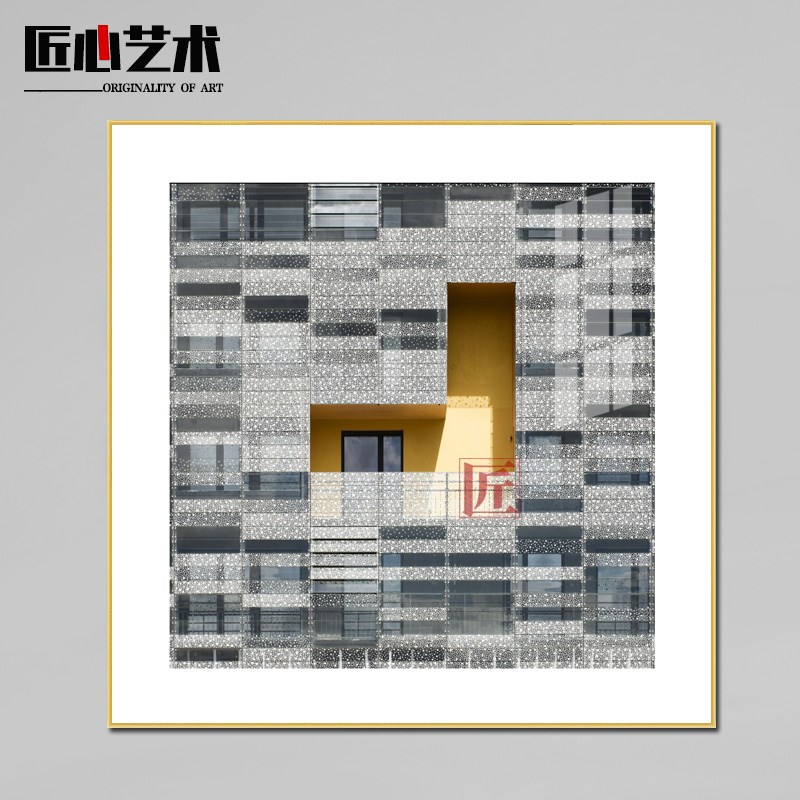 现代简约抽象建筑晶瓷画 欧式z售楼处样板间客厅餐厅走廊过道挂画