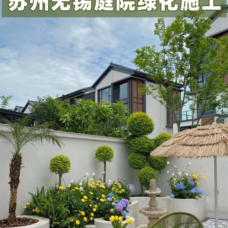 苏州庭院设计别墅k花园绿化施工露台民宿网红餐厅景观绿植搭配改