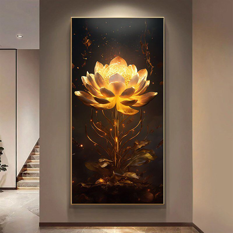 高端金莲a垂直版入口装饰画客厅中式挂画走廊理发店壁画
