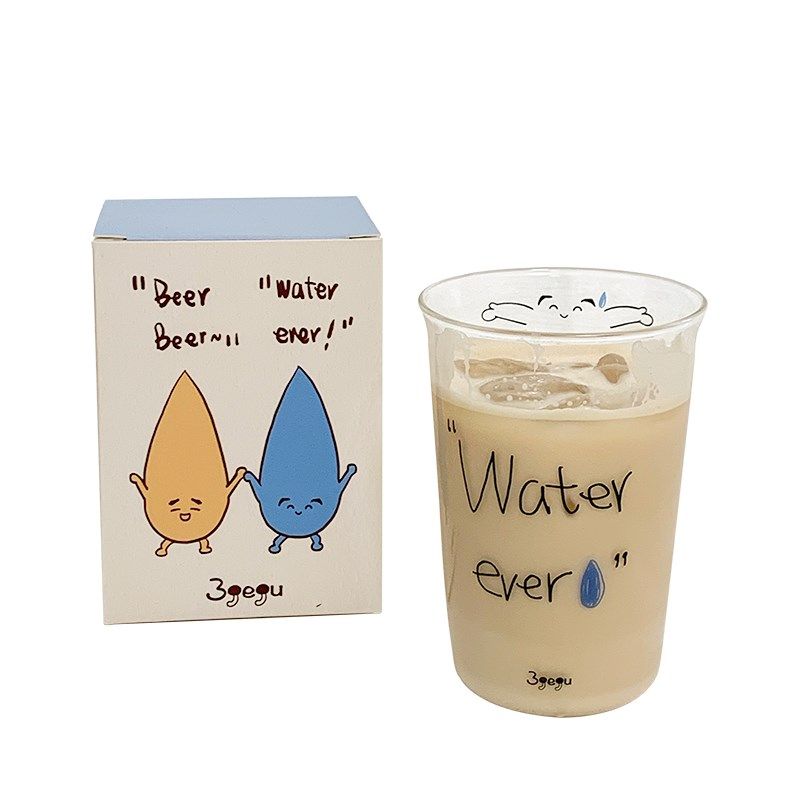 3gegu 三个菇 随便杯 可爱水杯饮料杯 高硼硅玻璃牛奶果汁咖啡杯