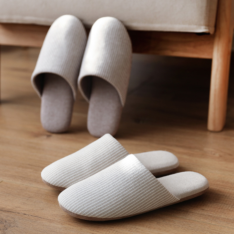 日式静音拖鞋木地板室内软底春秋家用卧室秋冬可机洗布底棉拖鞋女