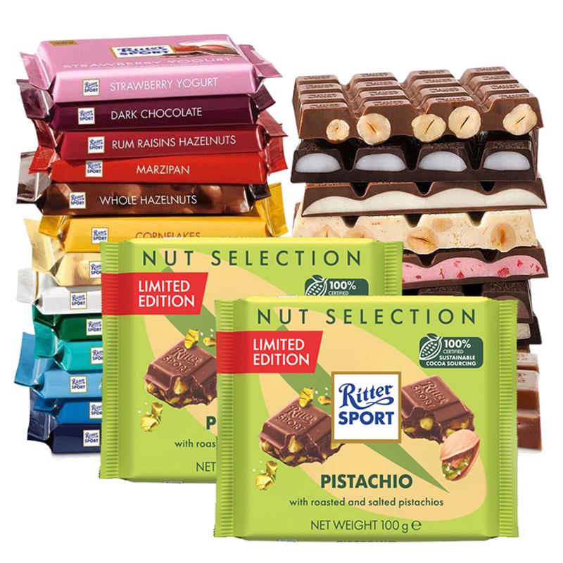 德国进口Ritter Sport开心果牛奶巧克力瑞特斯波德板块100g