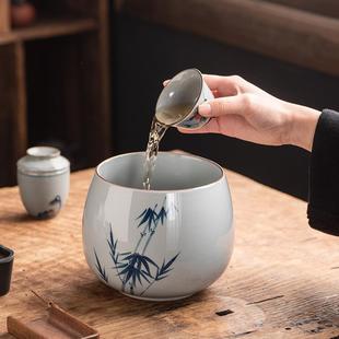 茶渣缸大号陶瓷茶洗杯洗笔洗功夫茶具零配件家用简约水盂茶道建水