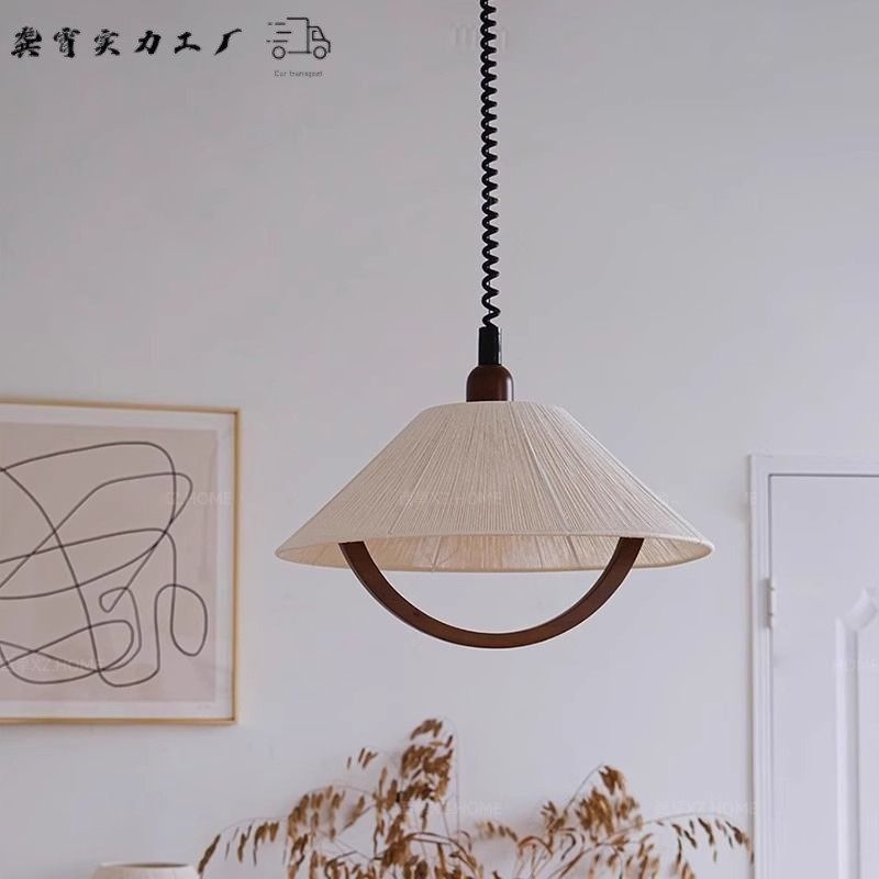 中古棉麻伸缩吊灯美式日式复古餐厅书房吧台民宿布艺氛围灯貝,家装灯饰光源,客厅吊灯,淘宝优惠券,粉丝福利购,淘宝优惠卷