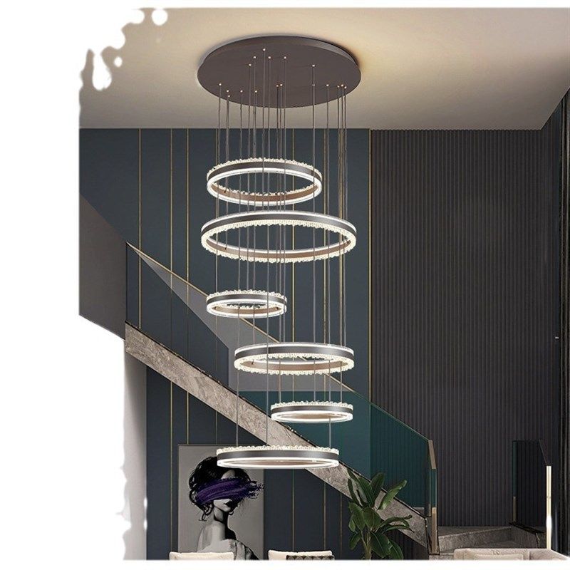 客厅灯吊灯轻奢拉丝铝材圆环大厅主灯大气卧室房间餐厅灯,家装灯饰光源,客厅吊灯,淘宝优惠券,粉丝福利购,淘宝优惠卷