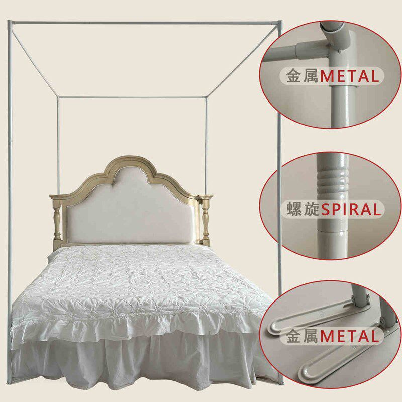 新款法式亚麻风宫廷落地蚊帐家用公主床幔高级民宿卧室老式架子床