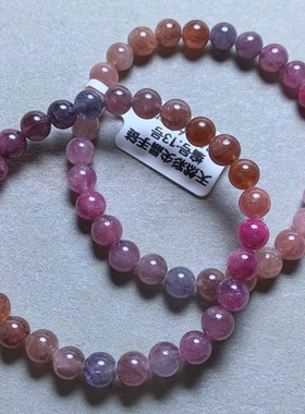 天然彩色尖晶石手链女男款彩宝石色泽单圈圆珠手串饰品送礼物男女