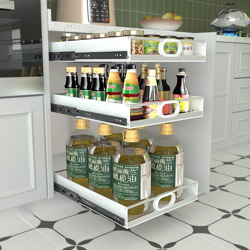 新款厨房橱柜侧装滑轨抽屉收纳盒分层整理储物拉篮PP塑料加不锈钢,商业/办公家具,置物架/陈列架/储物架/展示架,淘宝优惠券,粉丝福利购,淘宝优惠卷