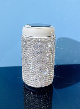纯手工镶钻保温杯女生316L不锈钢高颜值镶钻便携大W女主智能保温