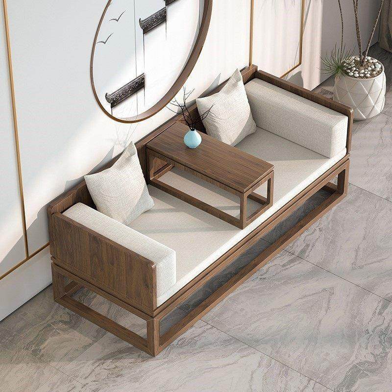 新中式罗汉床纯实木家俱新中式多功能沙发简约茶室禅意美人榻三件