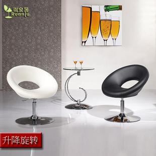 简约新款 现代椅皮质休闲椅升降转椅办公椅餐椅小沙发B219接待椅