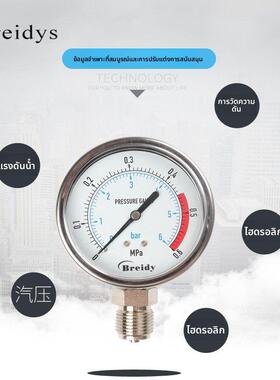 YN75压力表船用不锈钢耐震压力表0-1.6MPa气压水压表螺纹G3/8 1/2