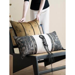 元喜一品【新中式】现代枕墨竹影腰枕高级坐垫样板间沙发坐垫