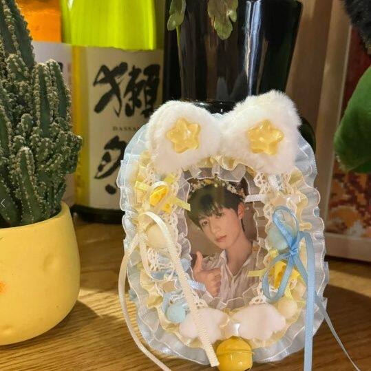 朱志鑫毛绒卡套ins风蕾丝咕芝士蛋糕天使翅膀diy手工咕卡套成品