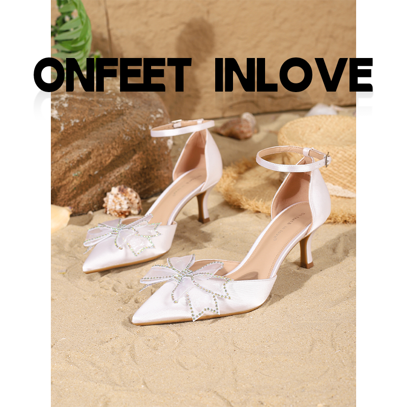 法式水钻蝴蝶优雅高跟鞋