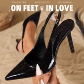 女气质百搭后空凉鞋 love欧美风新款 尖头细跟高跟鞋 feet&