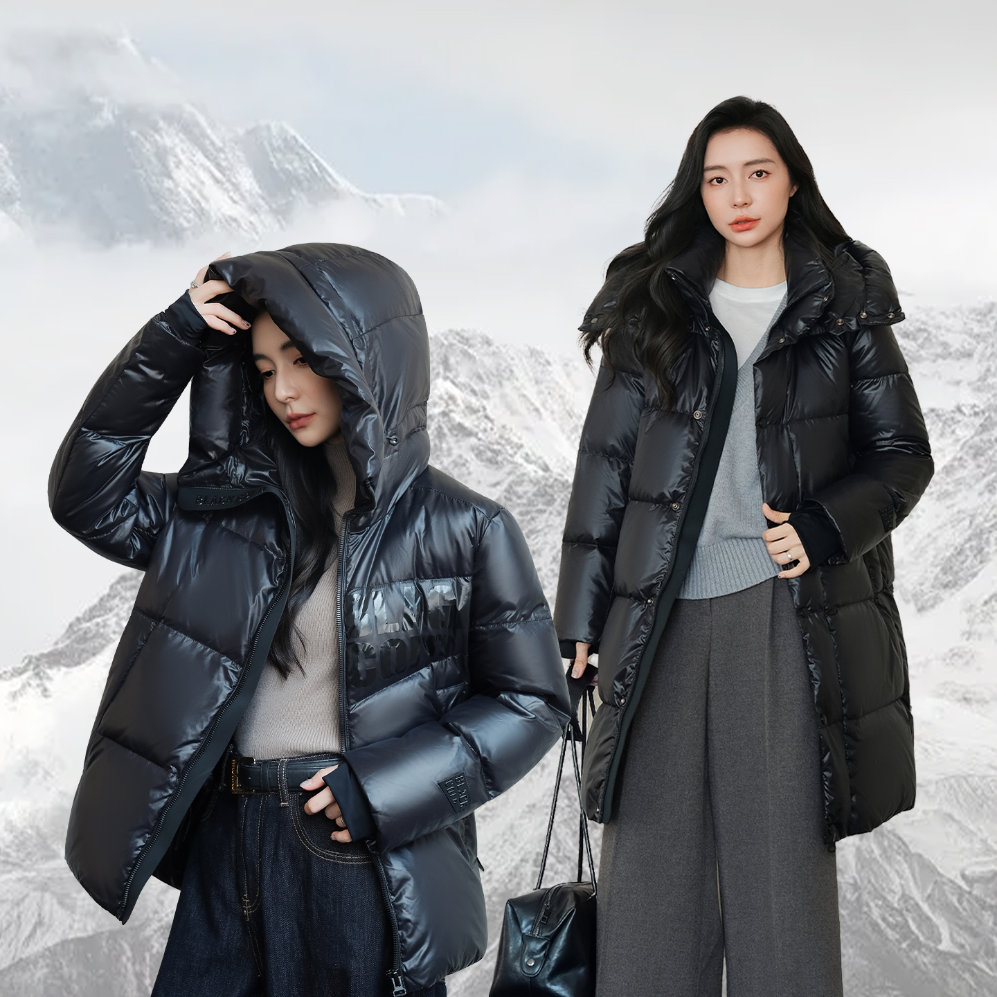高奢黑金羽绒服男女连帽2025新款冬季户外三防保暖加厚外套免洗潮