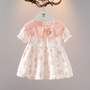 甜美可爱裙裙子婴儿上衣女夏天短袖 小公主纯棉连衣裙夏季 童女宝宝