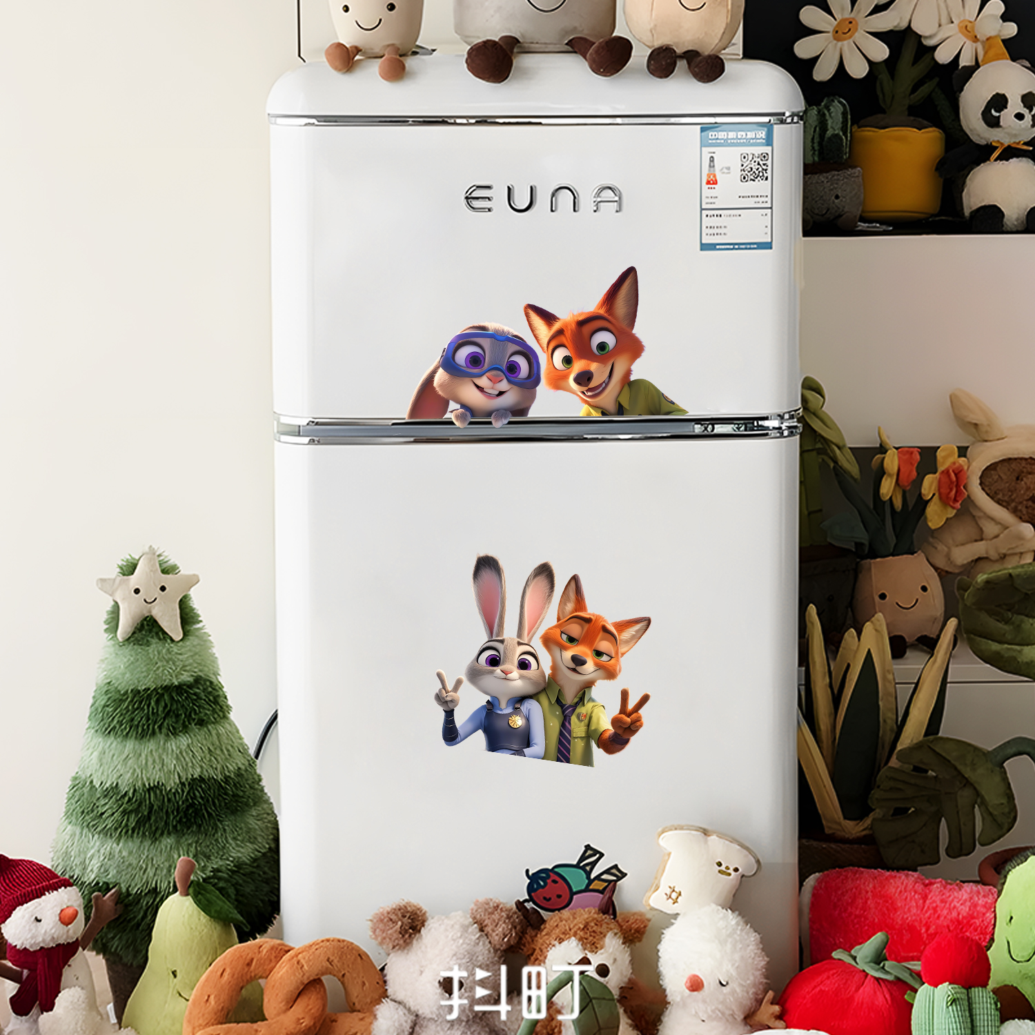 疯狂动物城尼克朱迪冰箱贴磁吸冰箱贴入户铁门卡通装饰贴个性贴画图片