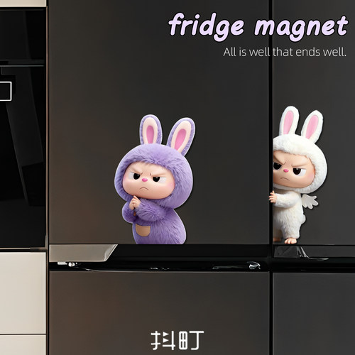 可爱卡通双开门冰箱贴装饰磁贴