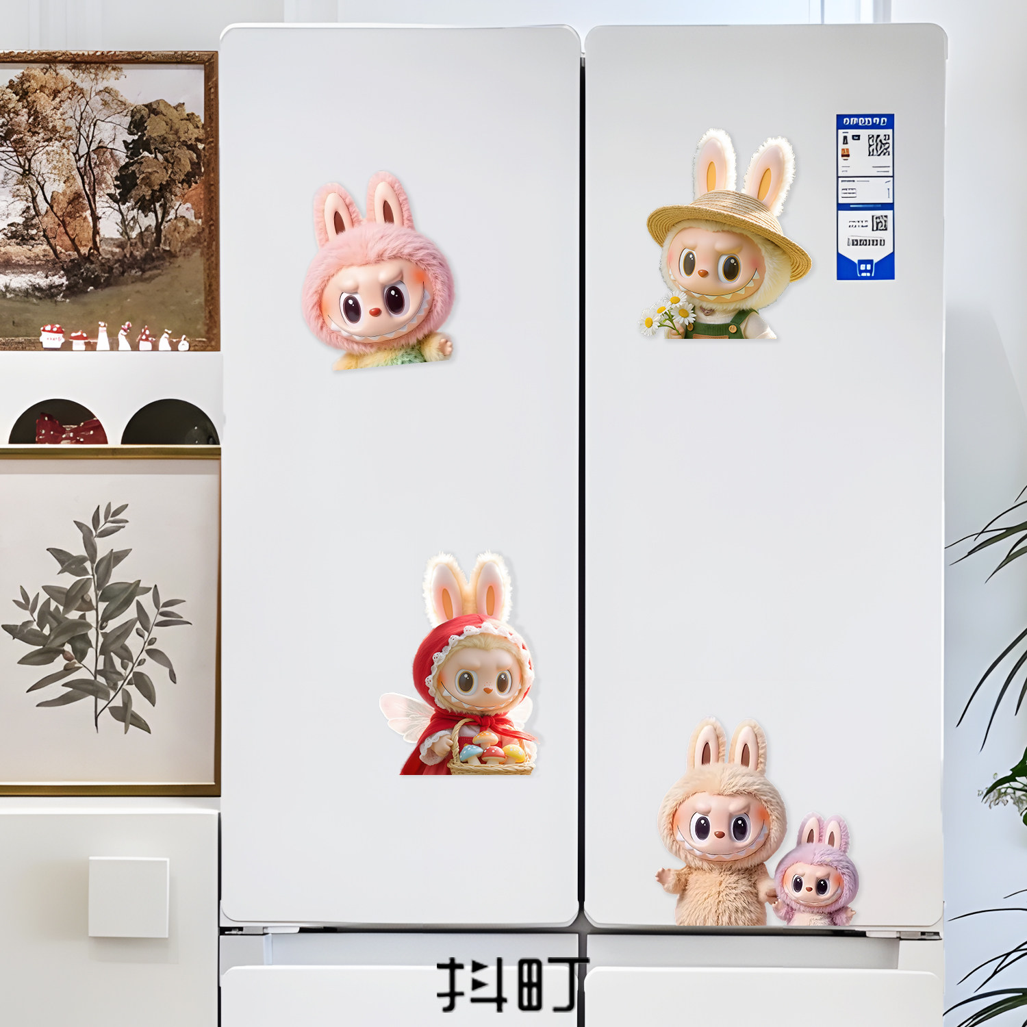 可爱卡通双开门DIY冰箱贴
