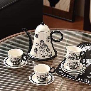 茶具茶杯茶壶陶瓷具喝水杯子感水高级复古套装 家用客厅茶几个性