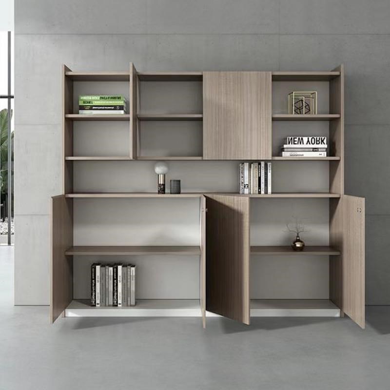 高档储物柜背景办公室墙式具柜书柜靠文件M柜带锁落地板木质经理