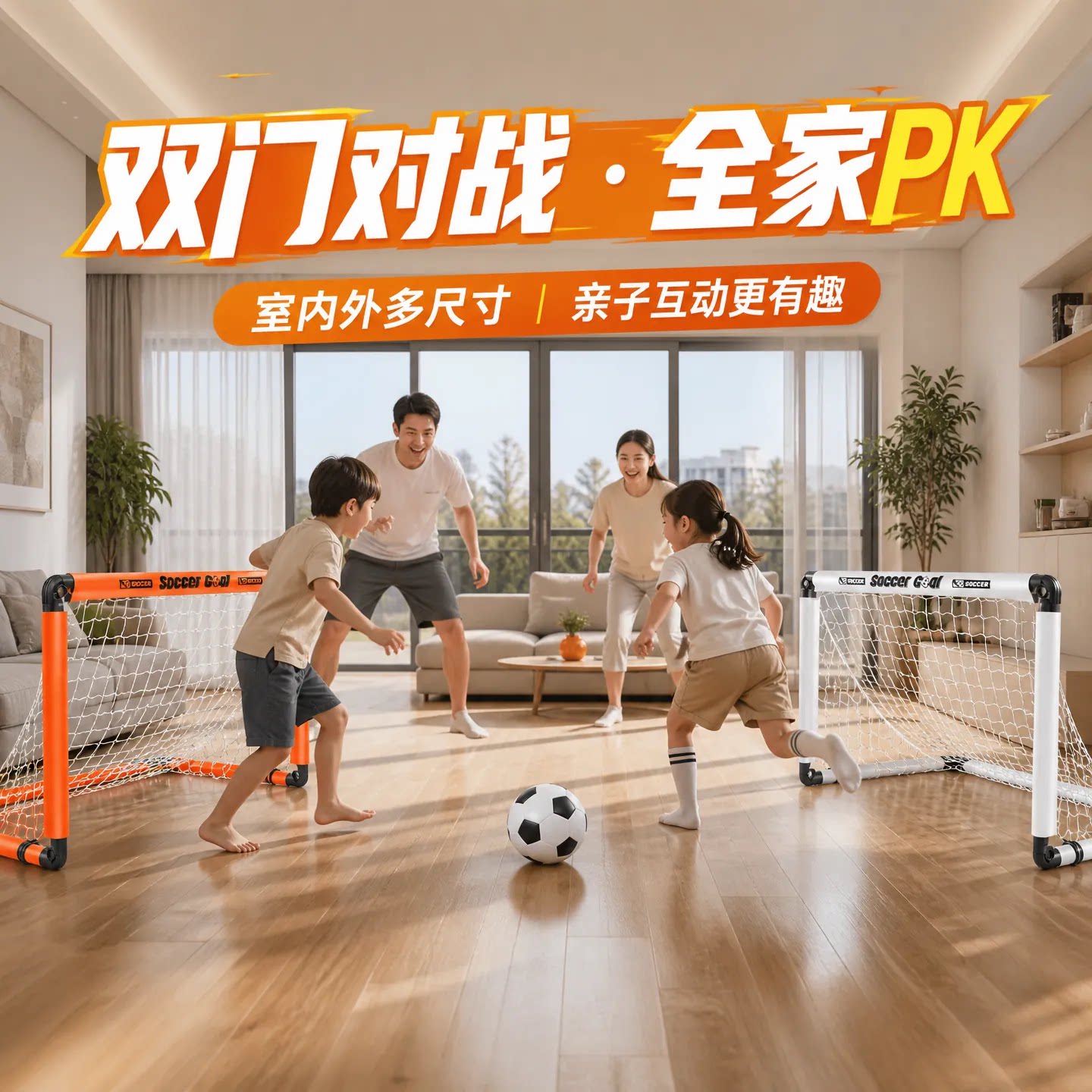 新款折叠足球门儿童家用便携式室内户外免安装加厚稳固带收纳袋